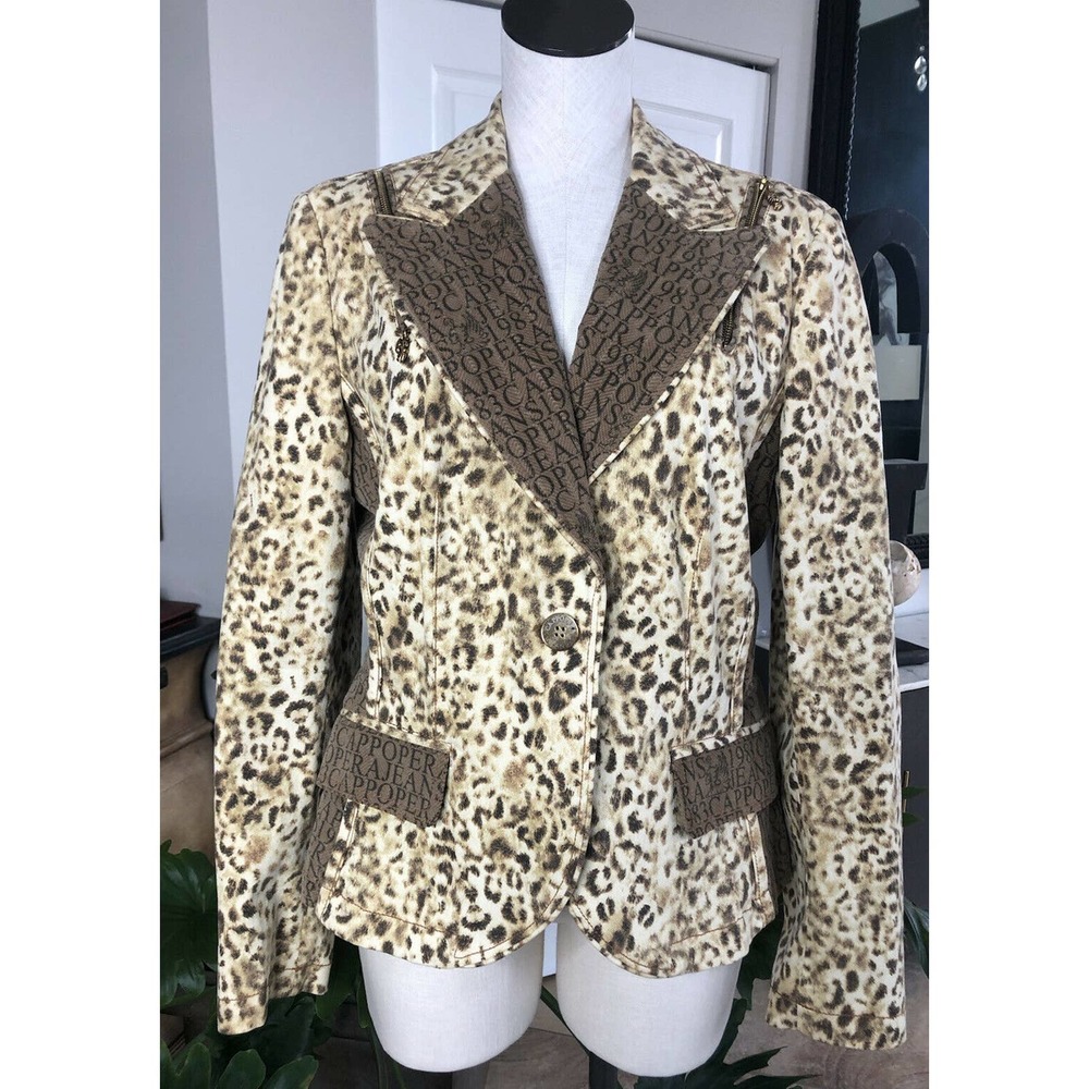 Cappopera Animal Print Graffiti Logo Button Jacket